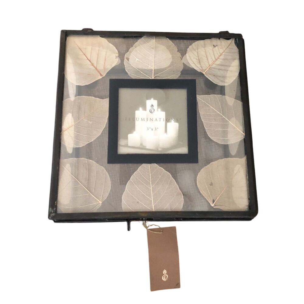 Illuminations Beveled Glass Ghost Leaf Trinket/Jewelry Storage Box 8"x8"x4" NWT